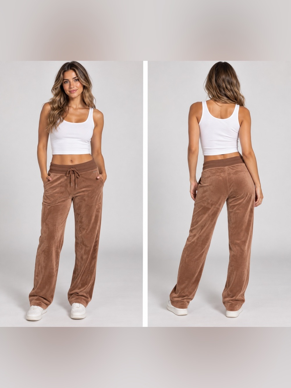 Calvin Klein Women’s Brown Velour Y2K Track Pants/Lounge Pants/Comfy/Fall/Small